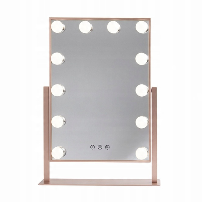 Lustro do makijażu z LED, lusterko z podswietleniem Różowe złoto 41 cm/30 cm BELLA