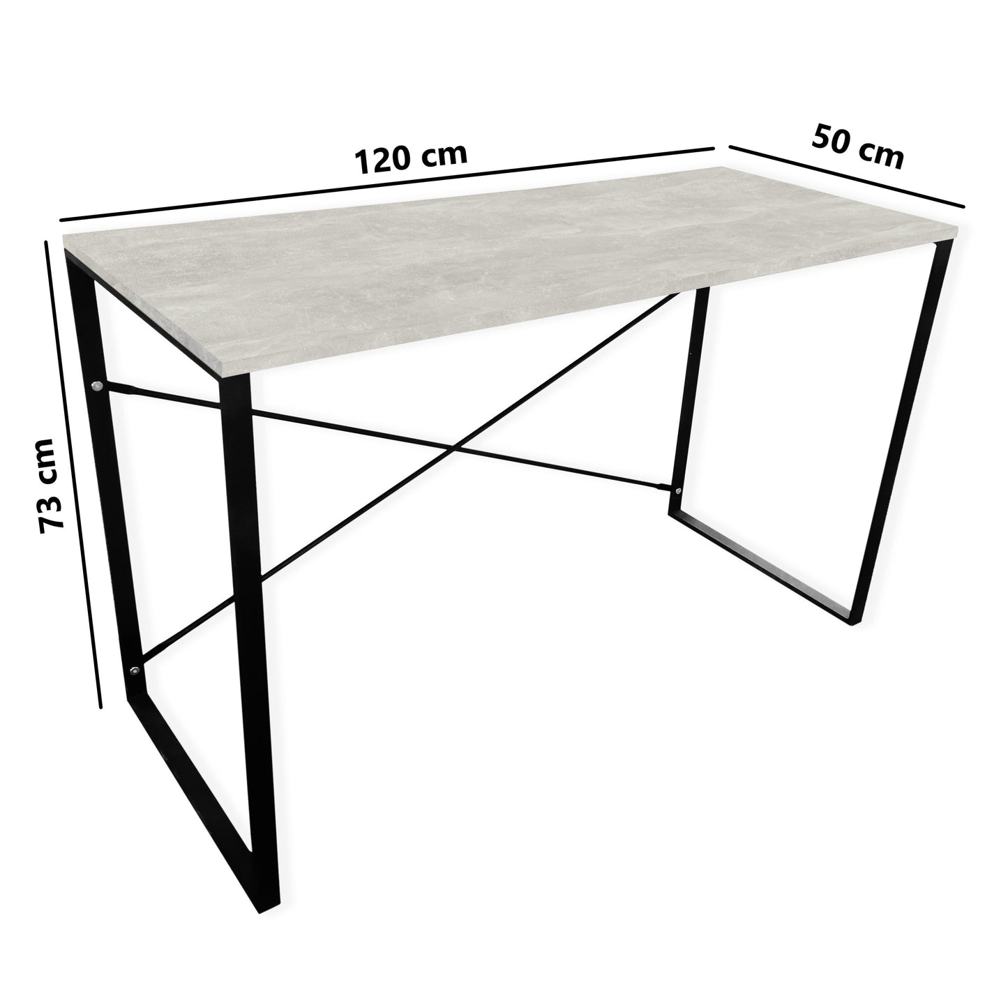 Biurko z metalowymi nogami "Ascet Line" Beton jasny / Czarne nogi