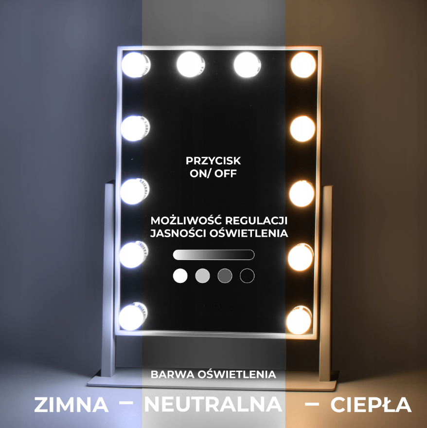 Lustro do makijażu z LED, lusterko z podswietleniem Biały 41 cm/30 cm BELLA