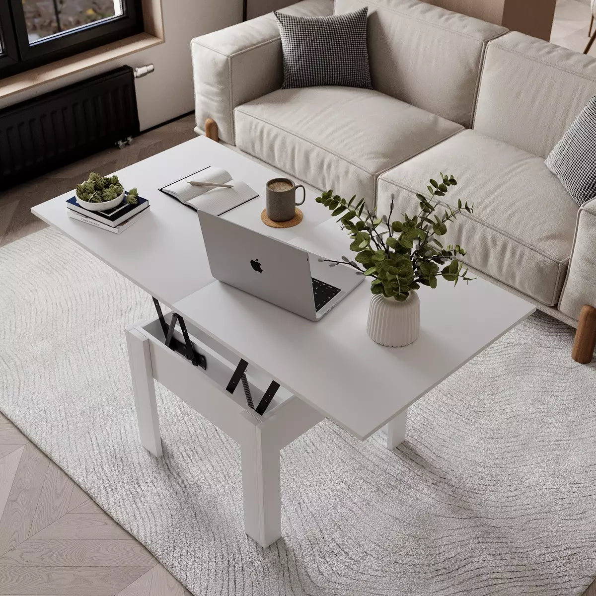 Nowoczesny ławostół rozkładany Comfort 70×70/140 Biały