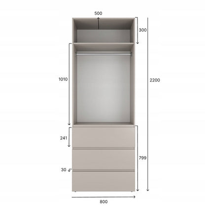 SZAFA UCHYLNA AVERON 8 160 cm DUŻA GARDEROBA 3-drzwiowa z szufladami Evoke