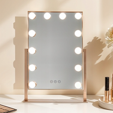 Lustro do makijażu z LED, lusterko z podswietleniem Różowe złoto 41 cm/30 cm BELLA