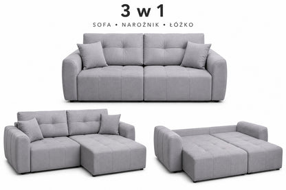 Sofa rozkładana BERG 258 Kanapa Funkcja Spania Pojemnik Nowoczesna 3 Osoby