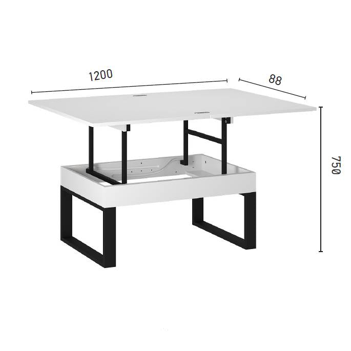 Ława rozkładana podnoszona Domero 120×88 Biały — Wysyłka 03.10.26