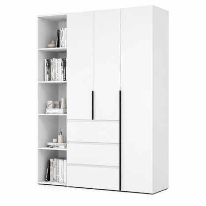 SZAFA UCHYLNA AVERON 8 160 cm DUŻA GARDEROBA 3-drzwiowa z szufladami Biały