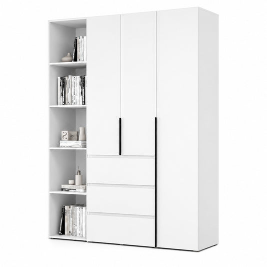 SZAFA UCHYLNA AVERON 8 160 cm DUŻA GARDEROBA 3-drzwiowa z szufladami Biały