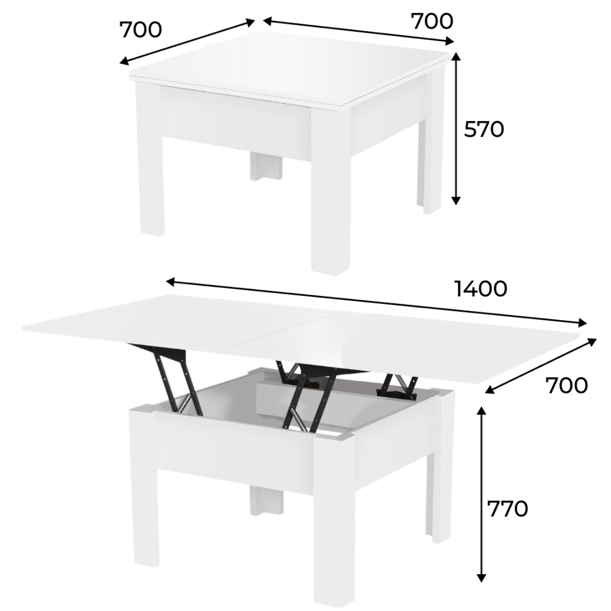 Nowoczesny ławostół rozkładany Comfort 70×70/140 Dąb Sonoma