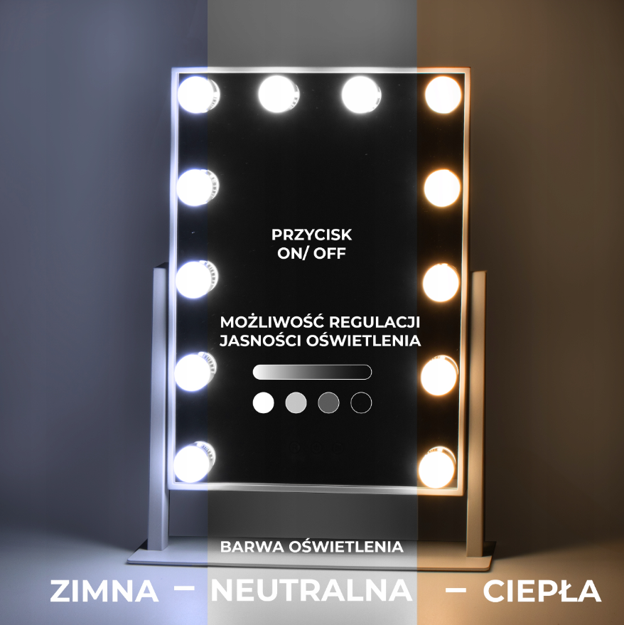 BELLA - Lustro do makijażu z LED, lusterko z podswietleniem - 41 cm / 30 cm