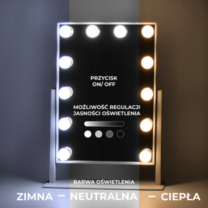 BELLA - Lustro do makijażu z LED, lusterko z podswietleniem - 41 cm / 30 cm