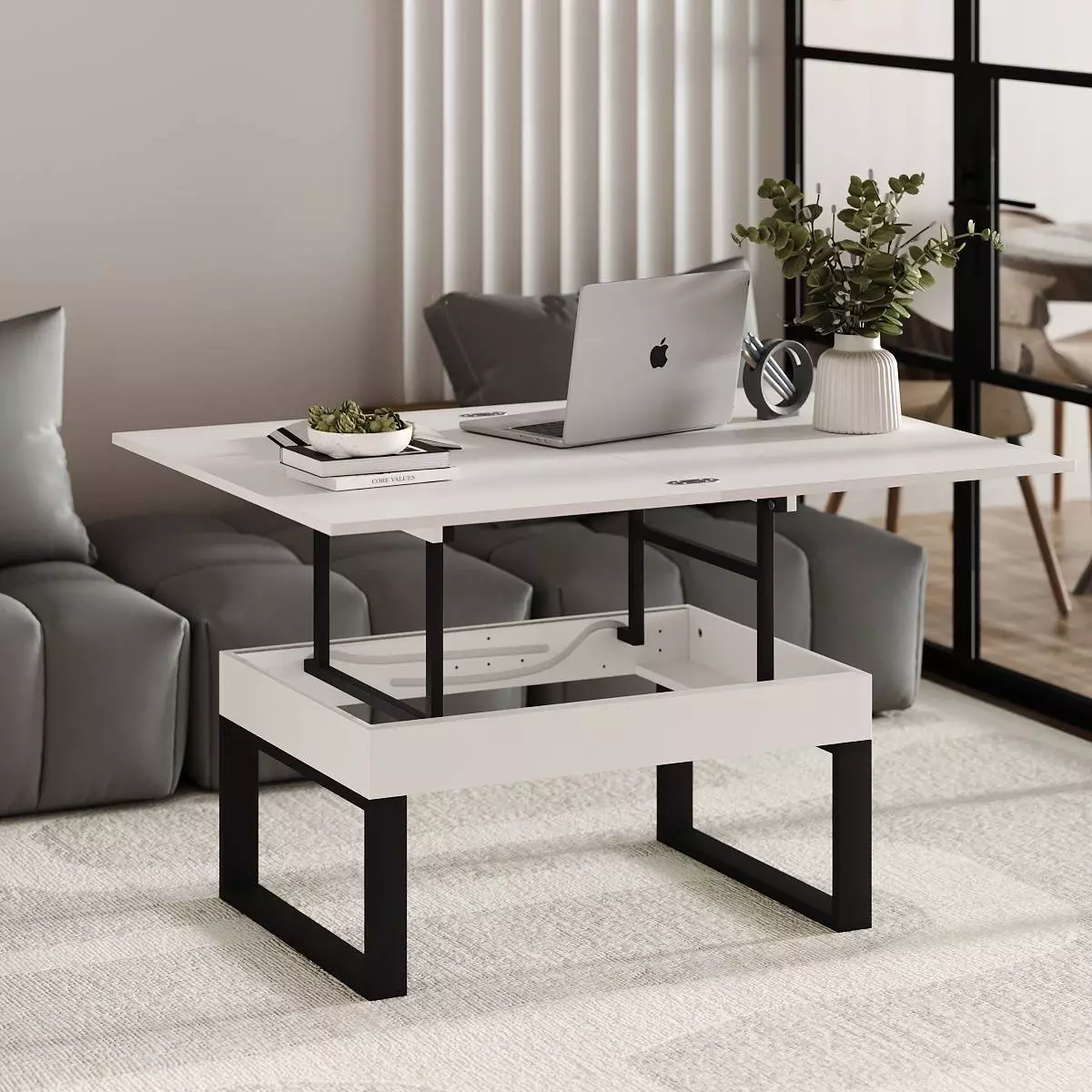 Ława rozkładana podnoszona Domero 120×88 Biały — Wysyłka 03.10.26