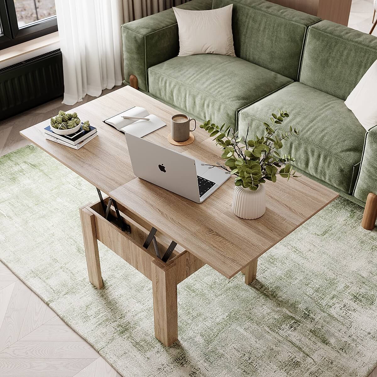 Nowoczesny ławostół rozkładany Comfort 70×70/140 Dąb Sonoma