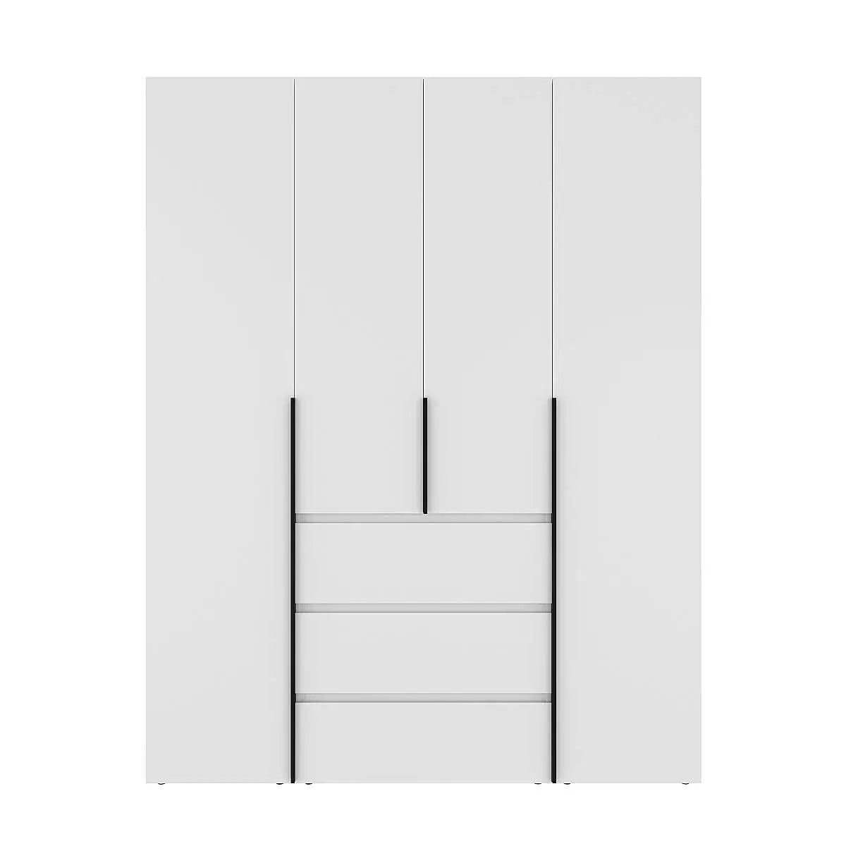 Szafa czterodrzwiowa z 3 szufladami Averon №1 160x220x50 cm Biały