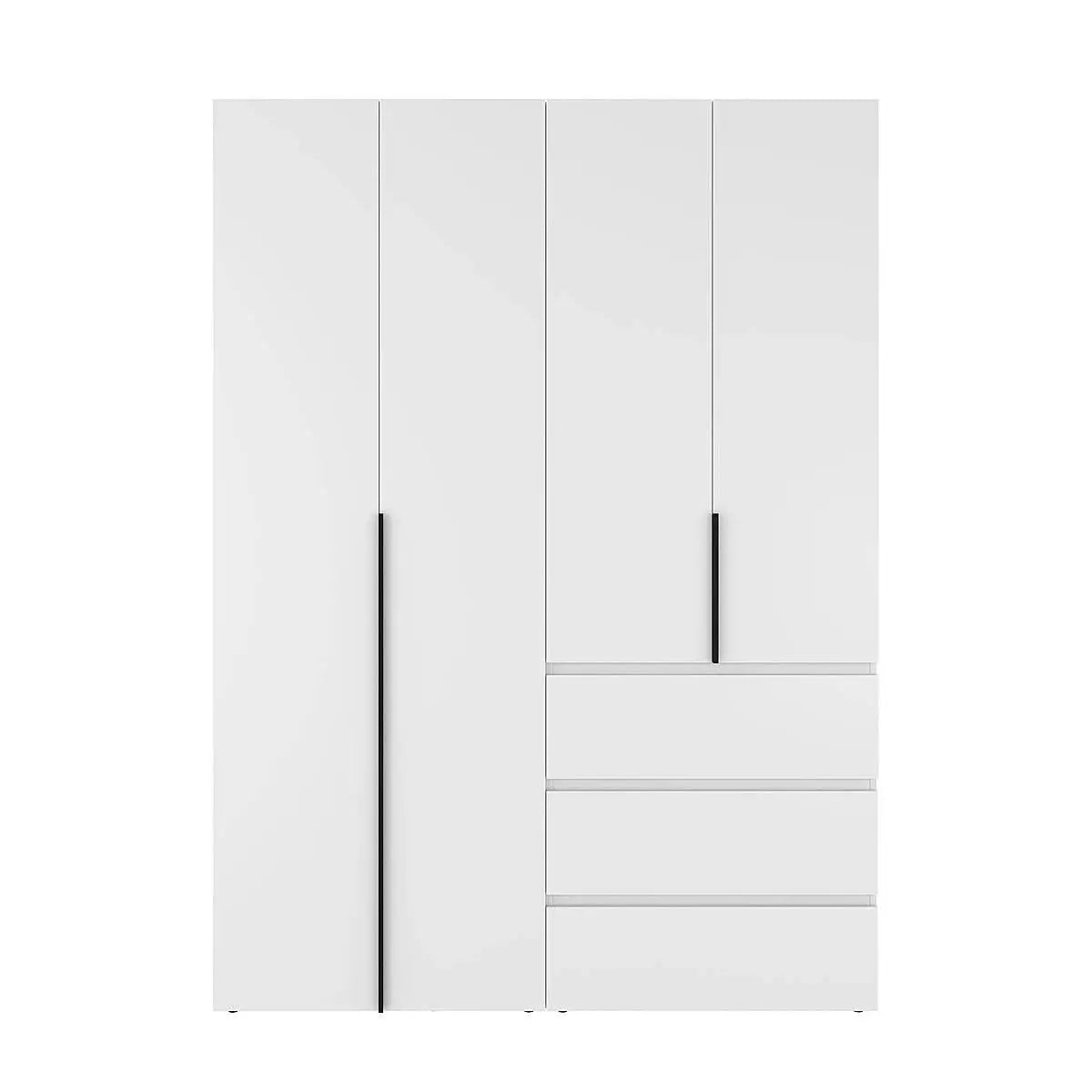 Szafa czterodrzwiowa z 3 szufladami Averon №5 160x220x50 cm Biały