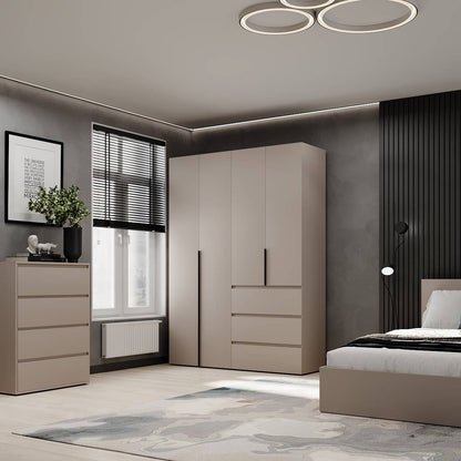 Szafa czterodrzwiowa z 3 szufladami Averon №5 160x220x50 cm Kaszmir