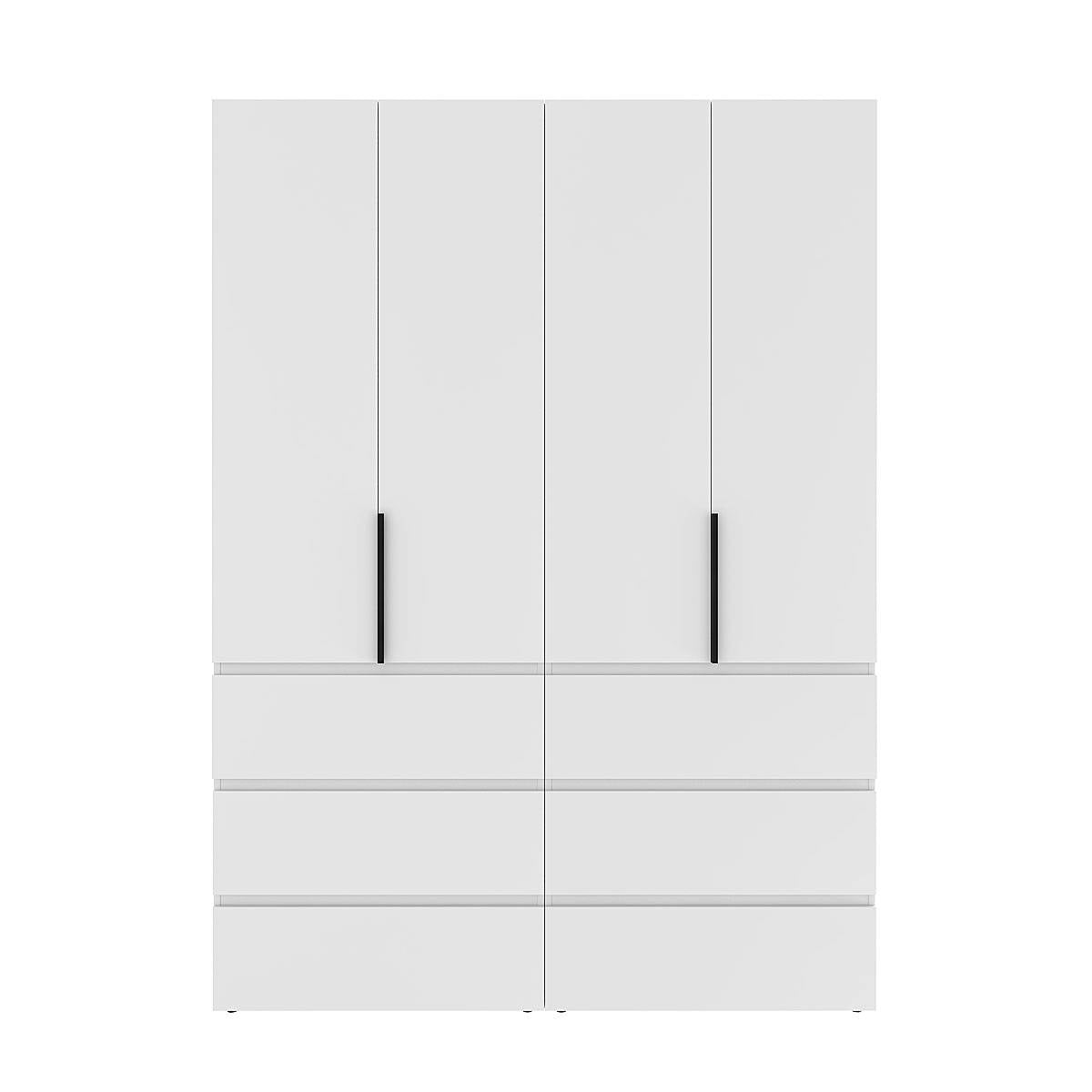 Szafa czterodrzwiowa z 6 szufladami Averon №10 160x220x50 cm Biały