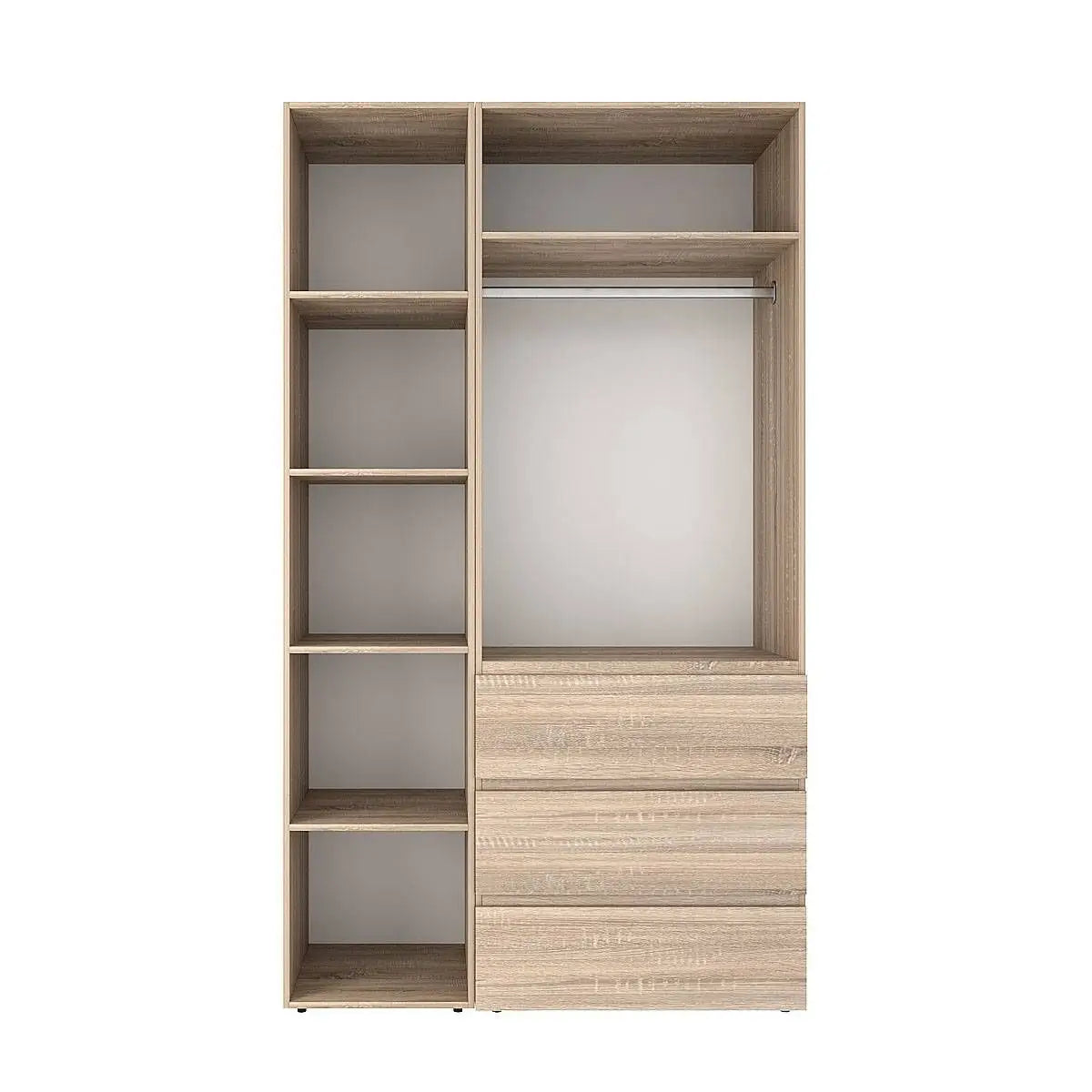 Szafa dwudrzwiowa z 3 szufladami i 5 półkami Averon №7 120x220x50 cm Dąb Sonoma