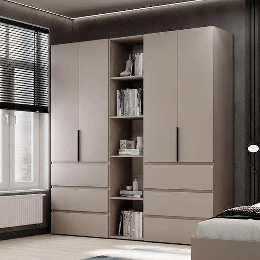 Szafa czterodrzwiowa z 6 szufladami i 5 półkami Averon №6 200x220x50 cm Kaszmir