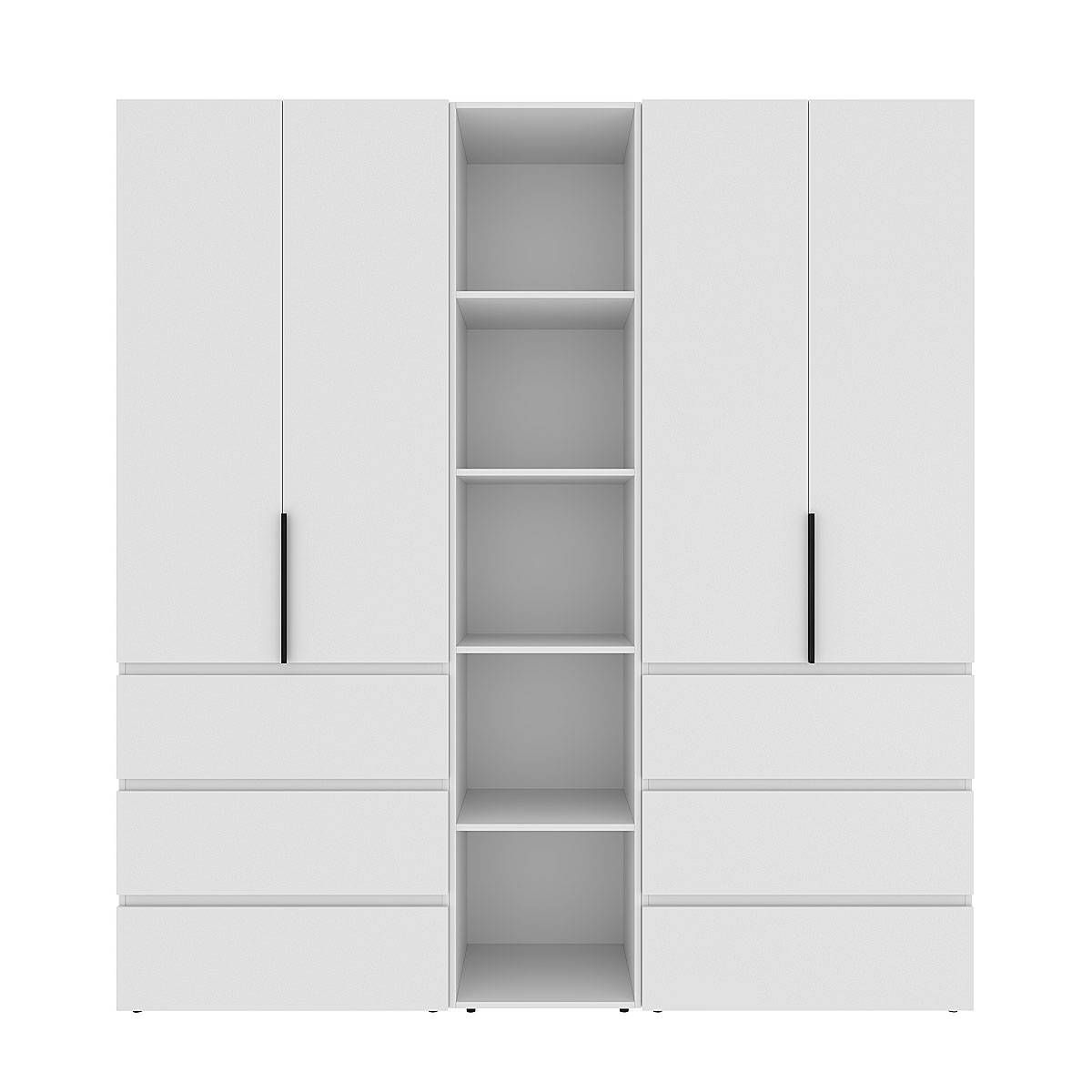 Szafa czterodrzwiowa z 6 szufladami i 5 półkami Averon №6 200x220x50 cm Biały