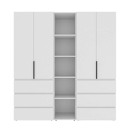 Szafa czterodrzwiowa z 6 szufladami i 5 półkami Averon №6 200x220x50 cm Biały
