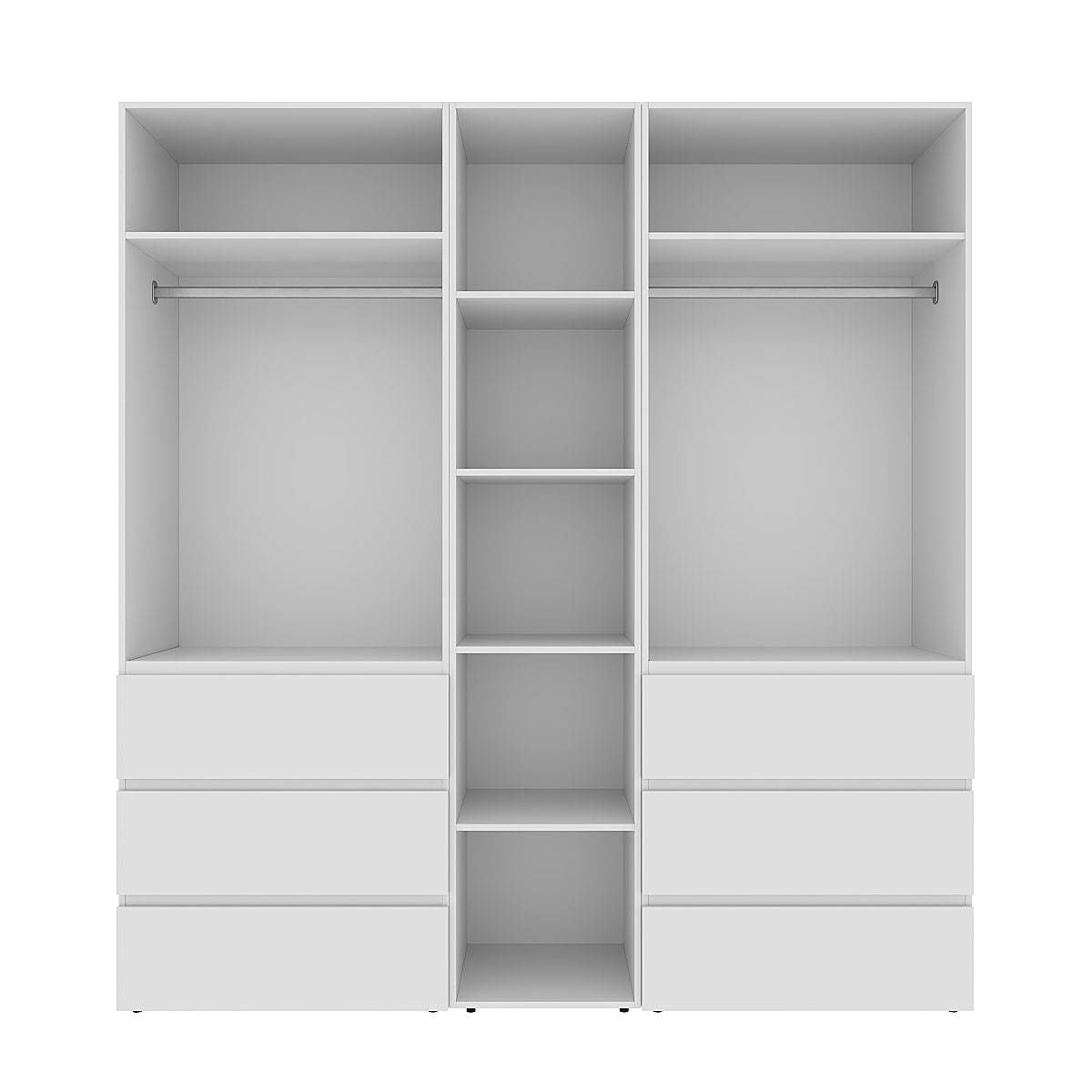 Szafa czterodrzwiowa z 6 szufladami i 5 półkami Averon №6 200x220x50 cm Biały