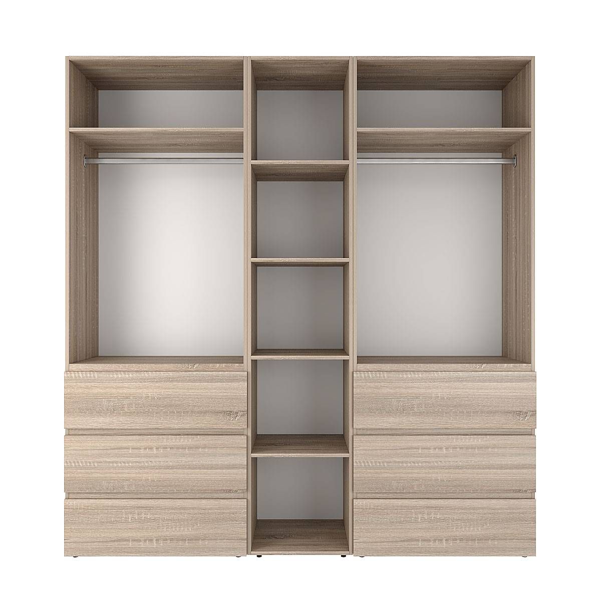 Szafa czterodrzwiowa z 6 szufladami i 5 półkami Averon №6 200x220x50 cm Dąb Sonoma