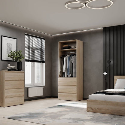 Szafa dwudrzwiowa z 3 szufladami Averon №22 80x220x50 cm Dąb Sonoma