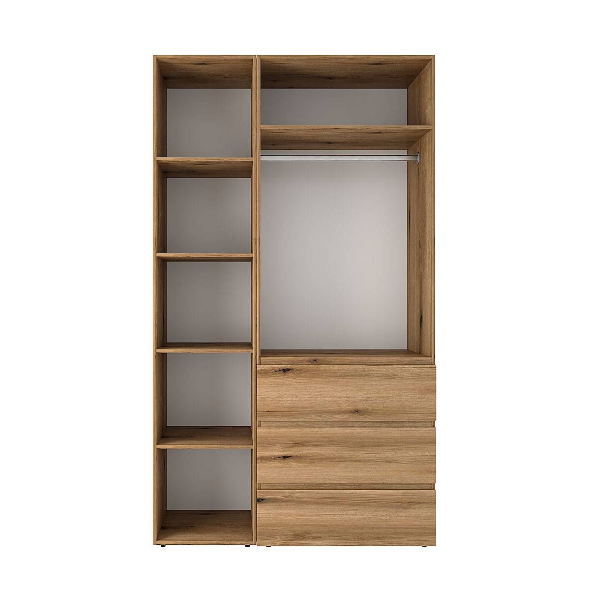 Szafa dwudrzwiowa z 3 szufladami i 5 półkami Averon №7 120x220x50 cm Dąb Evoke Coast