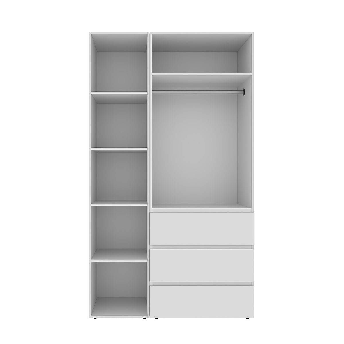 Szafa dwudrzwiowa z 3 szufladami i 5 półkami Averon №7 120x220x50 cm Biały