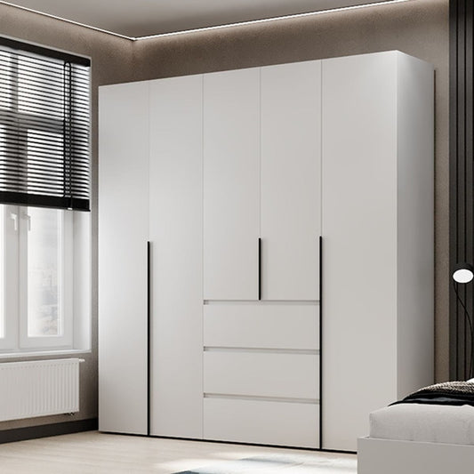 Szafa pięciodrzwiowa z 3 szufladami Averon №4 200x220x50 cm Biały