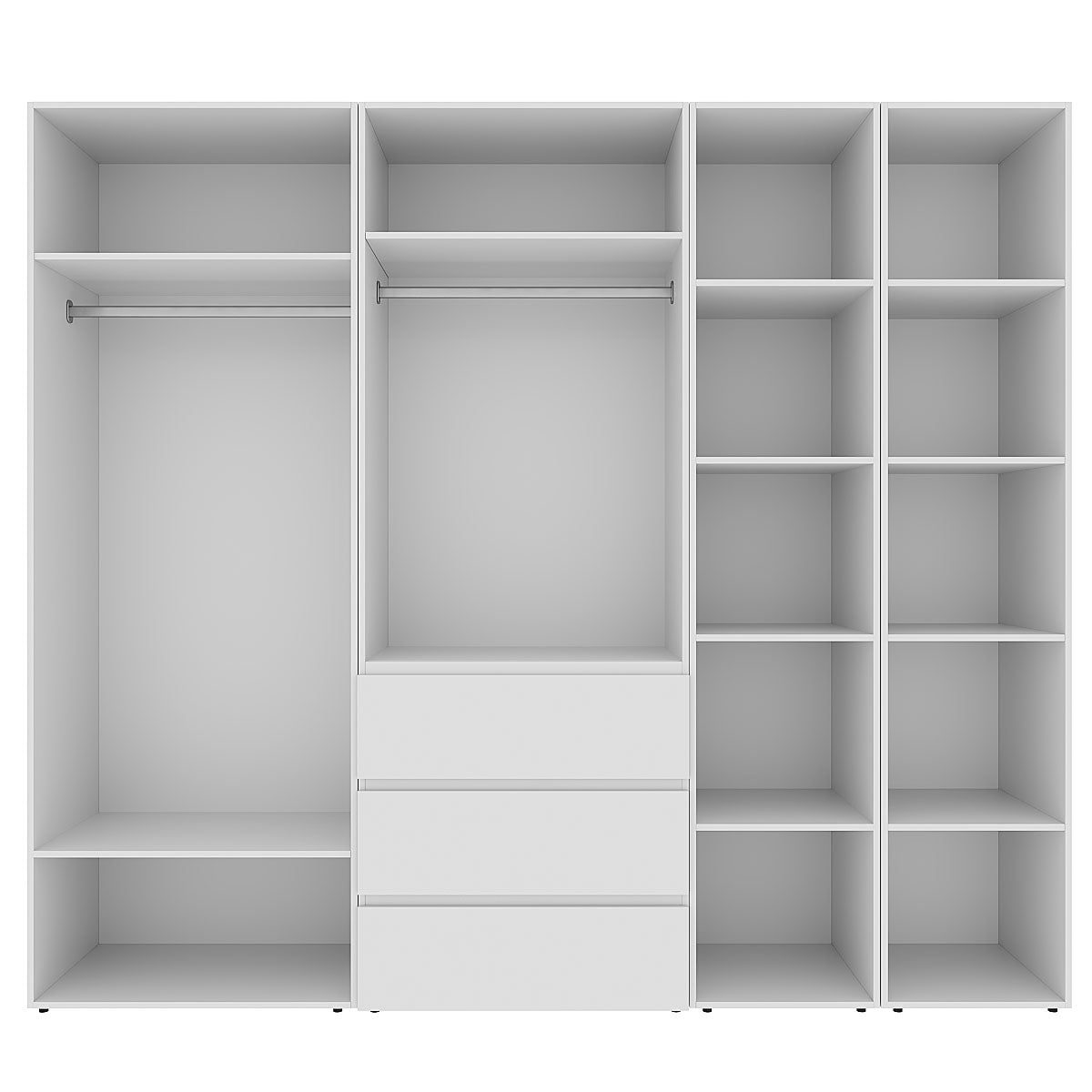 Szafa pięciodrzwiowa z 3 szufladami i 5 półkami Averon №14 240x220x50 cm Biały