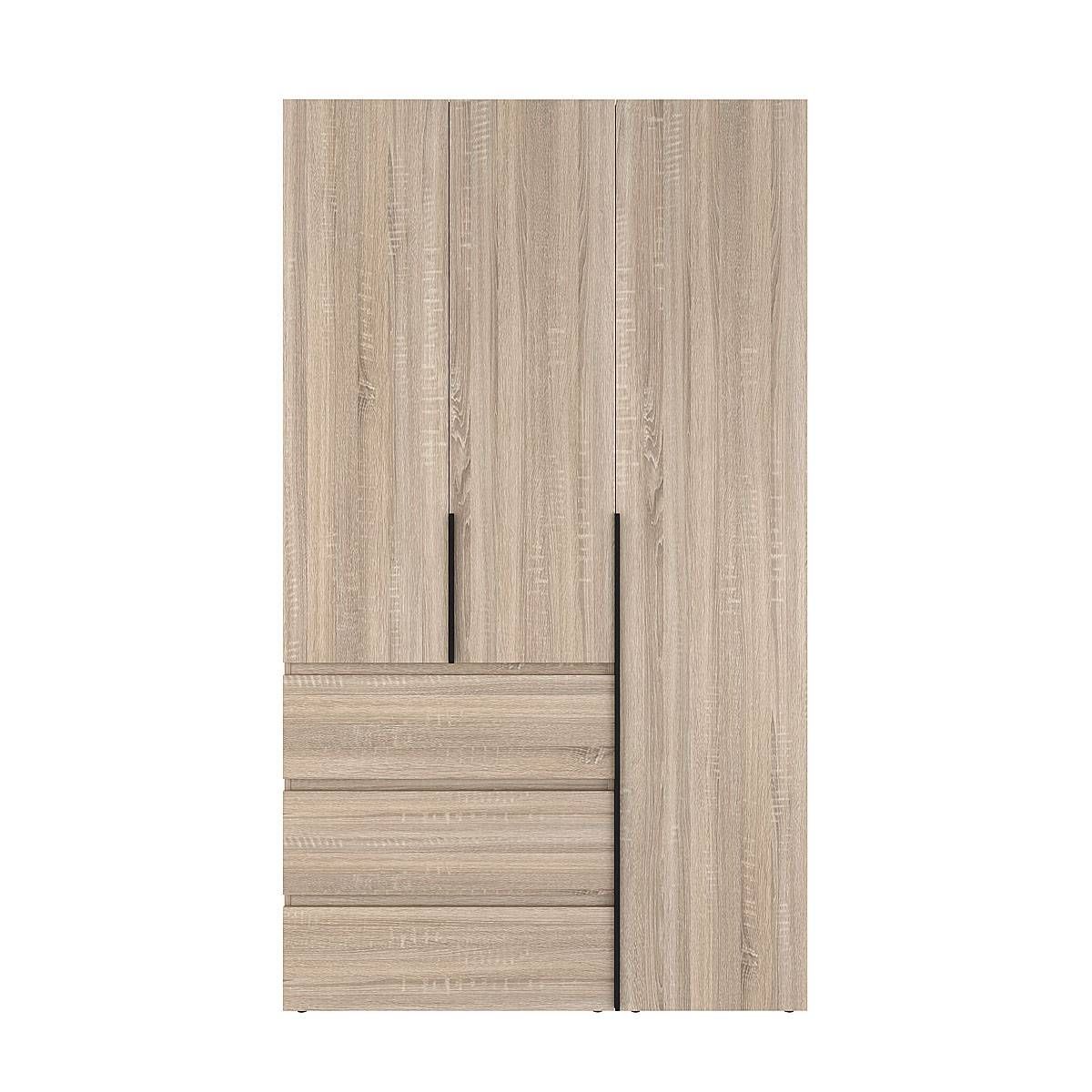 Szafa trójdrzwiowa z 3 szufladami Averon №2 120x220x50 cm Dąb Sonoma