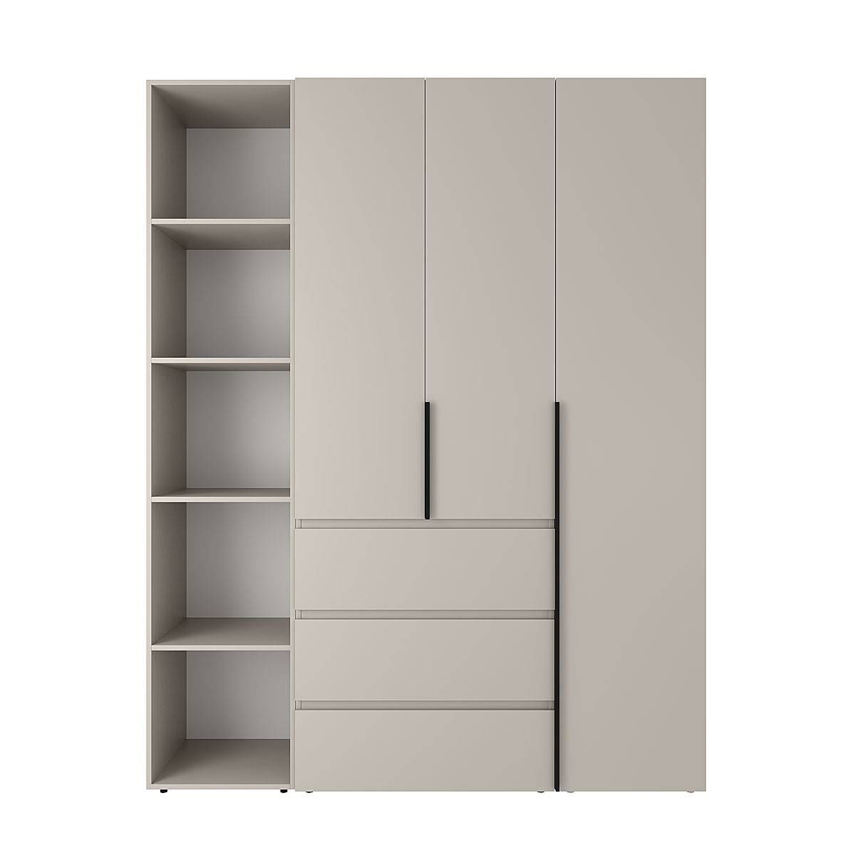 Szafa trójdrzwiowa z 3 szufladami i 5 półkami Averon №8 160x220x50 cm Kaszmir