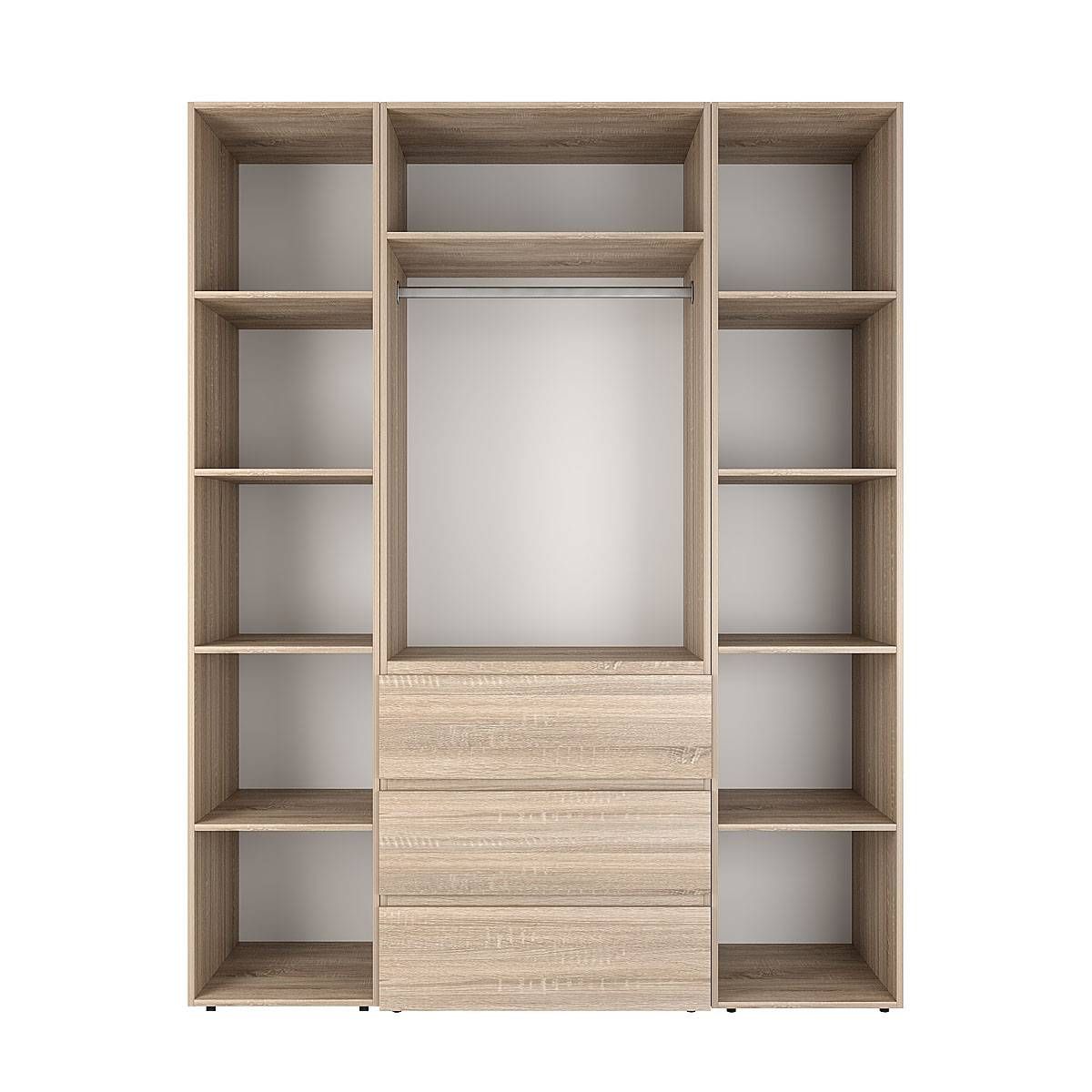 Szafa trójdrzwiowa z 3 szufladami i 5 półkami Averon №8 160x220x50 cm Dąb Sonoma