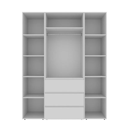 Szafa trójdrzwiowa z 3 szufladami i 5 półkami Averon №8 160x220x50 cm Biały